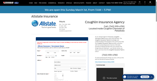 Security scan screenshot of https://www.coughlincirclevilleford.com/allstate-insurance.html?srsltid=AfmBOopZSJfuNsqTJDmupJygY0UoqZh48UE31MulaXXQKb8A6HCfu93X