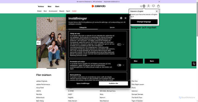 Security scan screenshot of https://www.zalando.se/