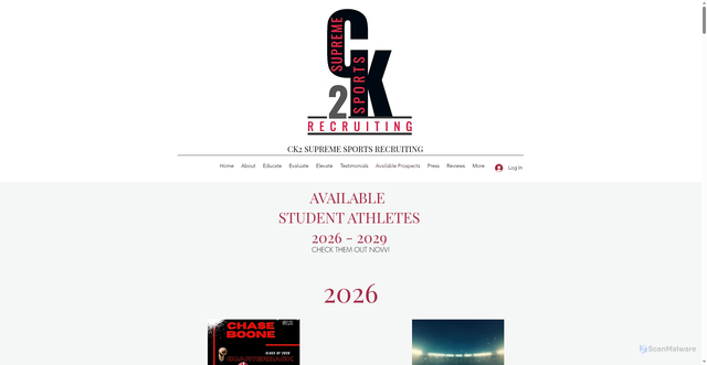 Security scan screenshot of https://www.ck2supremesports.com/available-prospects