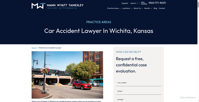 Security scan screenshot of https://www.mannwyatt.com/location/personal-injury-lawyers-wichita/car-accident/