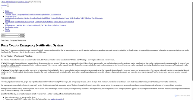 Security scan screenshot of https://em.countyofdane.com/notification-system
