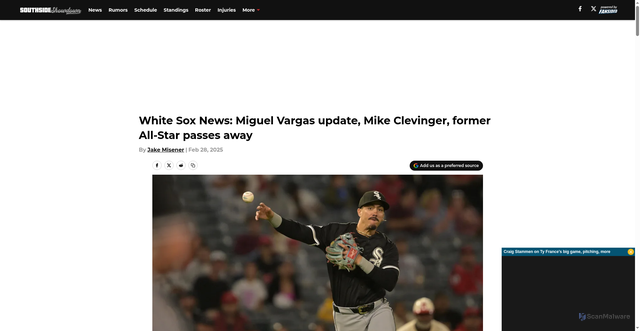 Security scan screenshot of https://southsideshowdown.com/white-sox-news-miguel-vargas-update-mike-clevinger-former-all-star-passes-away