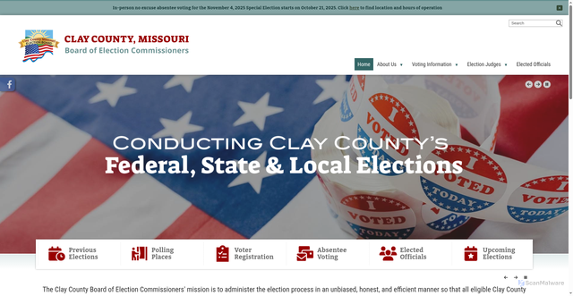 Security scan screenshot of https://www.voteclaycountymo.gov/