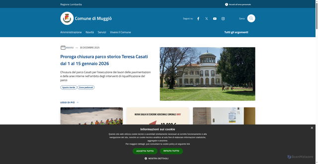 Security scan screenshot of https://www.comune.muggio.mb.it/it