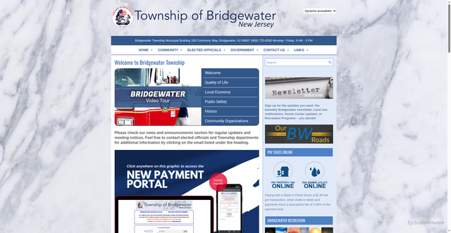 Security scan screenshot of https://www.bridgewaternj.gov/