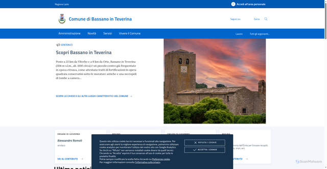 Security scan screenshot of https://www.comune.bassanointeverina.vt.it/