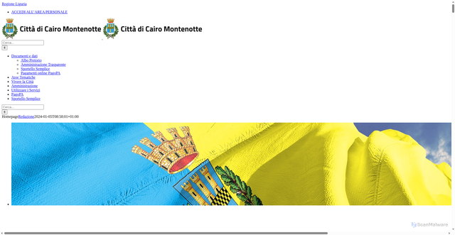 Security scan screenshot of https://www.comunecairomontenotte.it/