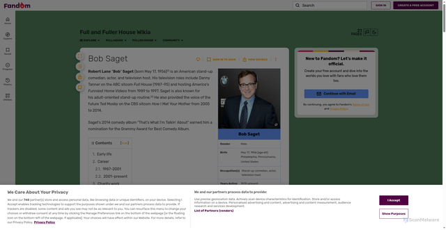 Security scan screenshot of https://full-and-fuller-house.fandom.com/wiki/Bob_Saget