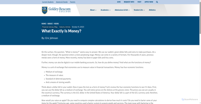 Security scan screenshot of https://www.gbc.edu/about/news/what-exactly-is-money/