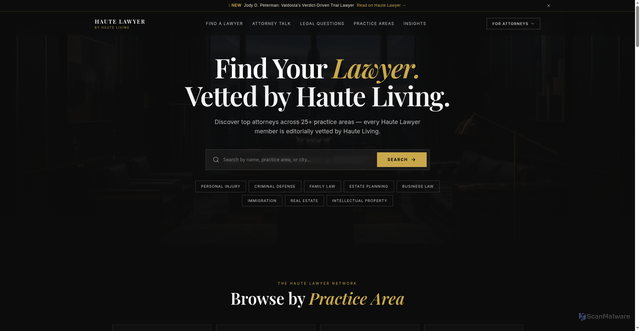 Security scan screenshot of http://lawyer.hauteliving.com/