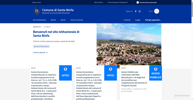 Security scan screenshot of https://www.comune.santaninfa.tp.it/