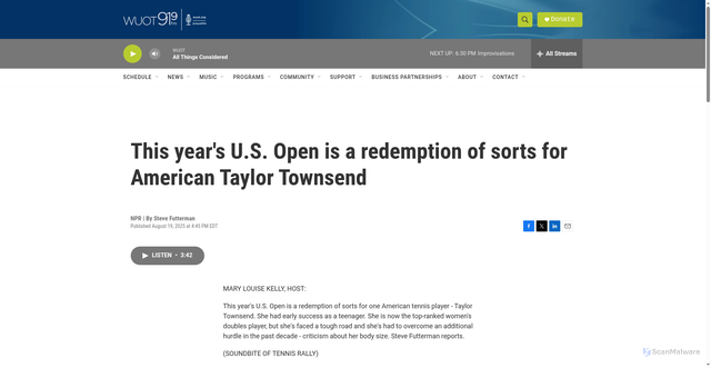 Security scan screenshot of https://www.wuot.org/2025-08-19/this-years-u-s-open-is-a-redemption-of-sorts-for-american-taylor-townsend