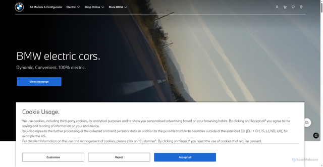 Security scan screenshot of https://www.bmw.co.uk/en/electric-cars.html