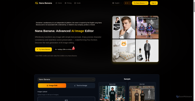 Security scan screenshot of https://nanabanana.ai