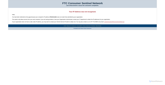Security scan screenshot of https://consumersentinel.gov/