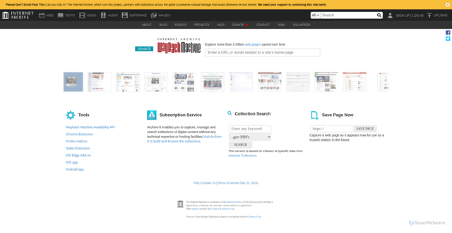 Security scan screenshot of https://web.archive.org