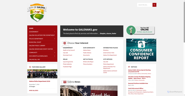 Security scan screenshot of https://galenaks.gov/