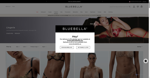 Security scan screenshot of https://www.bluebella.us/collections/lingerie