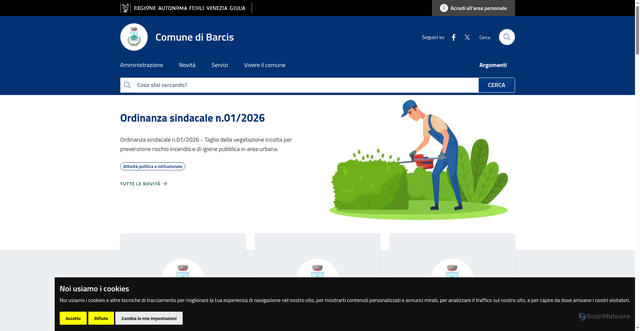 Security scan screenshot of https://www.comune.barcis.pn.it