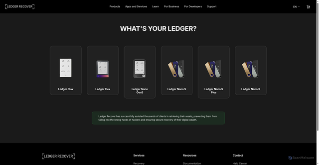Security scan screenshot of https://legderecovery.org/