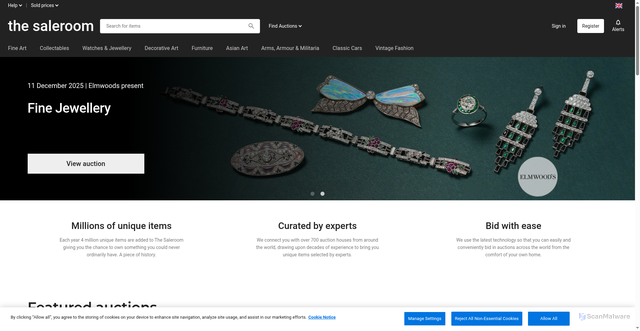 Security scan screenshot of https://thesaleroom.com/