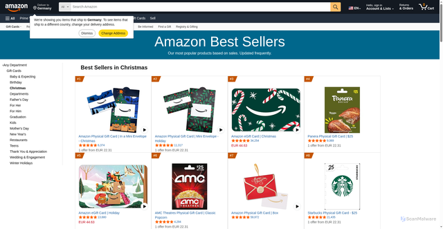 Security scan screenshot of http://fseryy.pages.dev/Best-Sellers-Gift-Cards-Christmas/zgbs/gift-cards/120225703011/ref=zg_bs_nav_gift-cards_1_120225707011