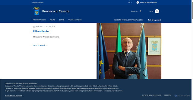 Security scan screenshot of https://www.provincia.caserta.it/