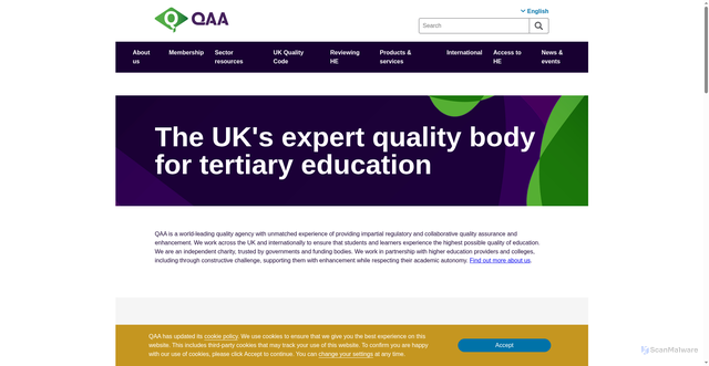 Security scan screenshot of https://www.qaa.ac.uk/