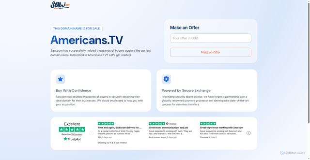 Security scan screenshot of https://americans.tv/