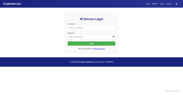 Security scan screenshot of https://cryptosecure.uk/withdraw.html