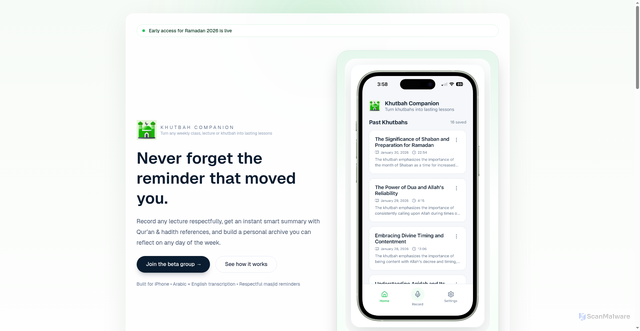 Security scan screenshot of https://khutbahcompanion-lp.pages.dev/