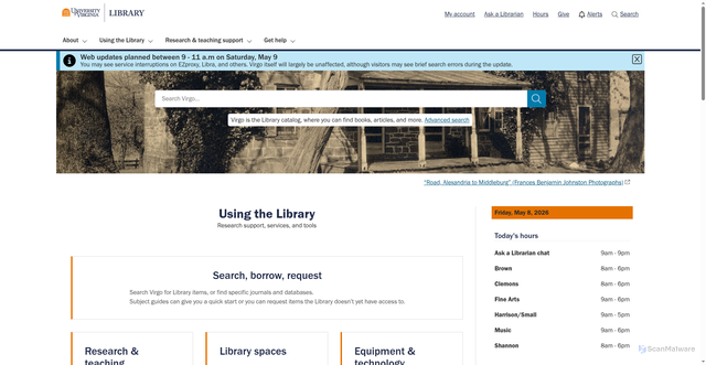 Security scan screenshot of https://library.virginia.edu