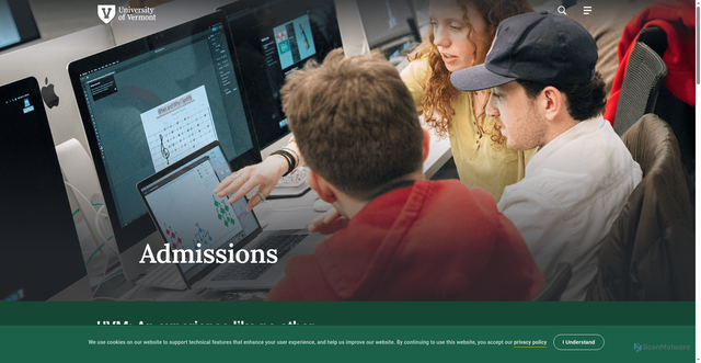Security scan screenshot of https://admissions.uvm.edu