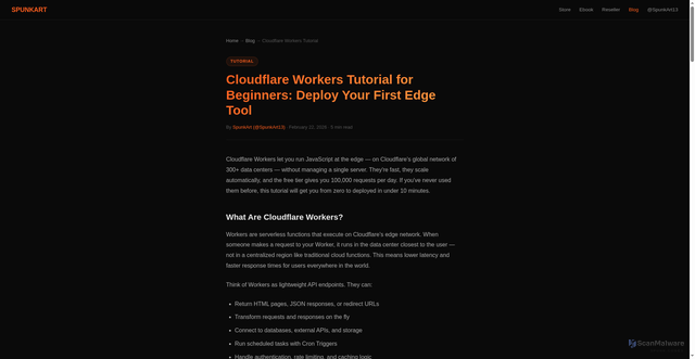 Security scan screenshot of http://spunk.codes/blog/cloudflare-workers-tutorial-beginners