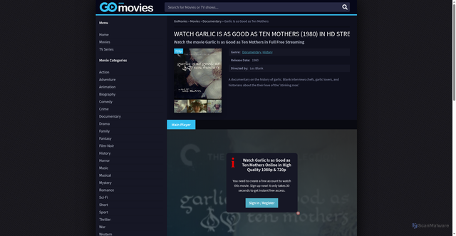 Security scan screenshot of https://moviesdl.net/129378-garlic-is-as-good-as-ten-mothers.html