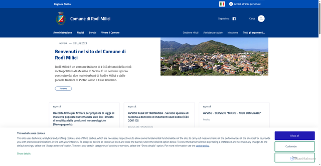 Security scan screenshot of https://www.comune.rodimilici.me.it