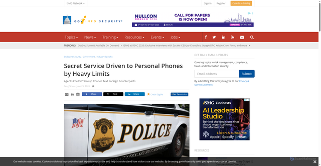 Security scan screenshot of https://www.govinfosecurity.com/secret-service-driven-to-personal-phones-by-heavy-limits-a-32083