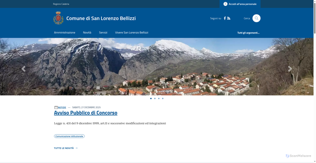 Security scan screenshot of https://www.comune.sanlorenzobellizzi.cs.it/