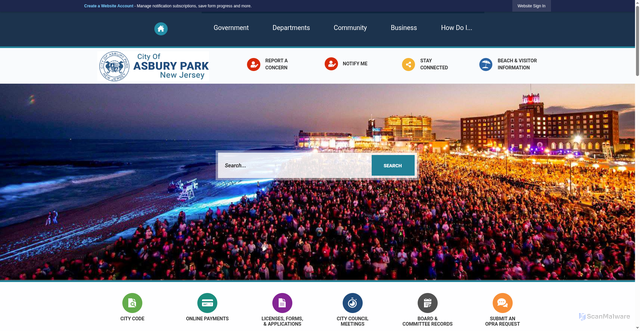 Security scan screenshot of https://www.cityofasburypark.com/
