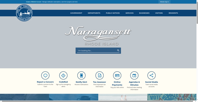 Security scan screenshot of https://narragansettri.gov/