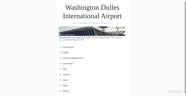 Security scan screenshot of https://guides.travel.sygic.com/production/en/Washington_Dulles_International_Airport