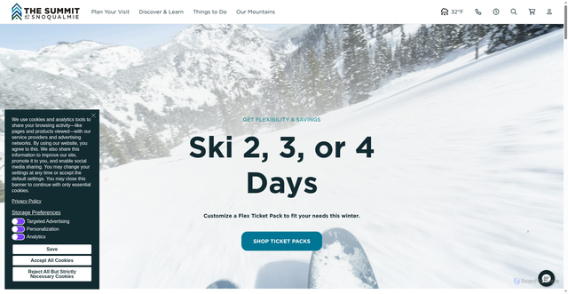 Security scan screenshot of https://www.summitatsnoqualmie.com/