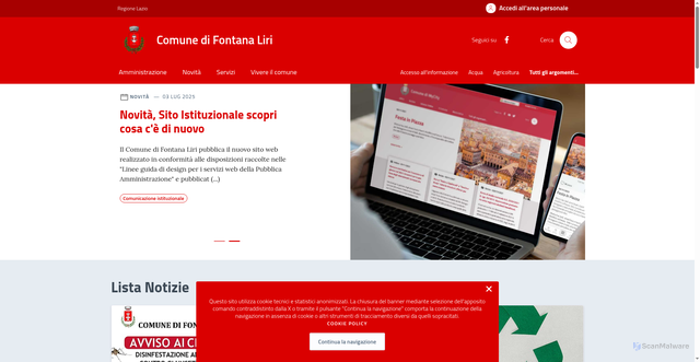 Security scan screenshot of https://comune.fontanaliri.fr.it/
