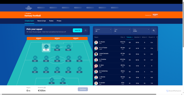 Security scan screenshot of https://gaming.uefa.com/en/uwclfantasy/