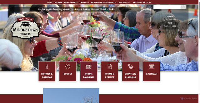 Security scan screenshot of https://www.middletownva.gov/