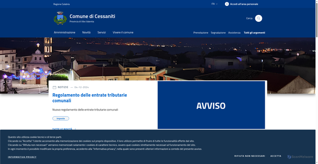 Security scan screenshot of https://www.comune.cessaniti.vv.it/
