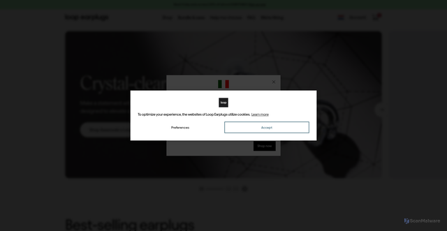 Security scan screenshot of https://loopearplugs.myshopify.com/