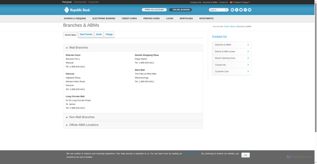 Security scan screenshot of https://republictt.com/about/branches-abms