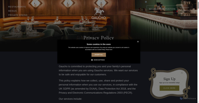 Security scan screenshot of https://gauchorestaurants.com/privacy-policy/?utm_campaign=6911_terraces_sonido_26&utm_source=atreemo&utm_medium=email&utm_content=&utm_term=
