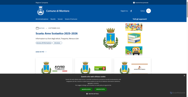 Security scan screenshot of https://www.comune.montoro.av.it/it